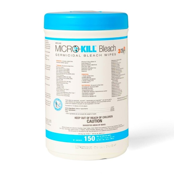 Medline MicroKill Bleach Wipes (150wipes) - Picture 1 of 2